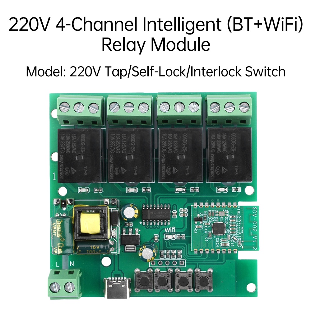 Mô-đun Công Tắc Rơ Le wifi bluetooth Thông Minh 4 Chiều pcbfun ac110-240v