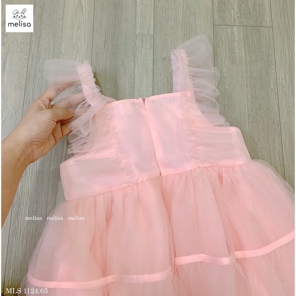 Váy voan 2 dây nơ ngực tùng xòe