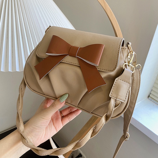 Qbag Túi Xách Da Mềm Đính Nơ Tinh Tế Chất Lượng Cao Thời Trang Đơn Giản Dành Cho Nữ