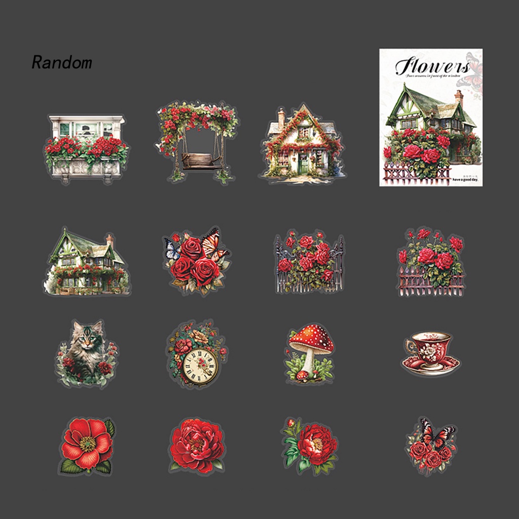 Bộ 30 Miếng Dán Hình Hoa Chống Thấm Nước Dùng Trang Trí Sổ Tay / Điện Thoại / Ván Trượt / laptop diy