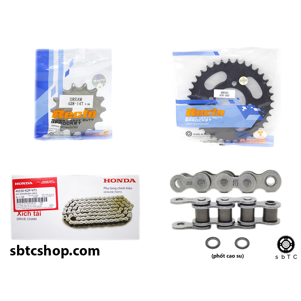 NSD Nhông dĩa Recto sên DID phốt cao su 428VIX4 Suzuki GD110 Viva Smash chính hãng