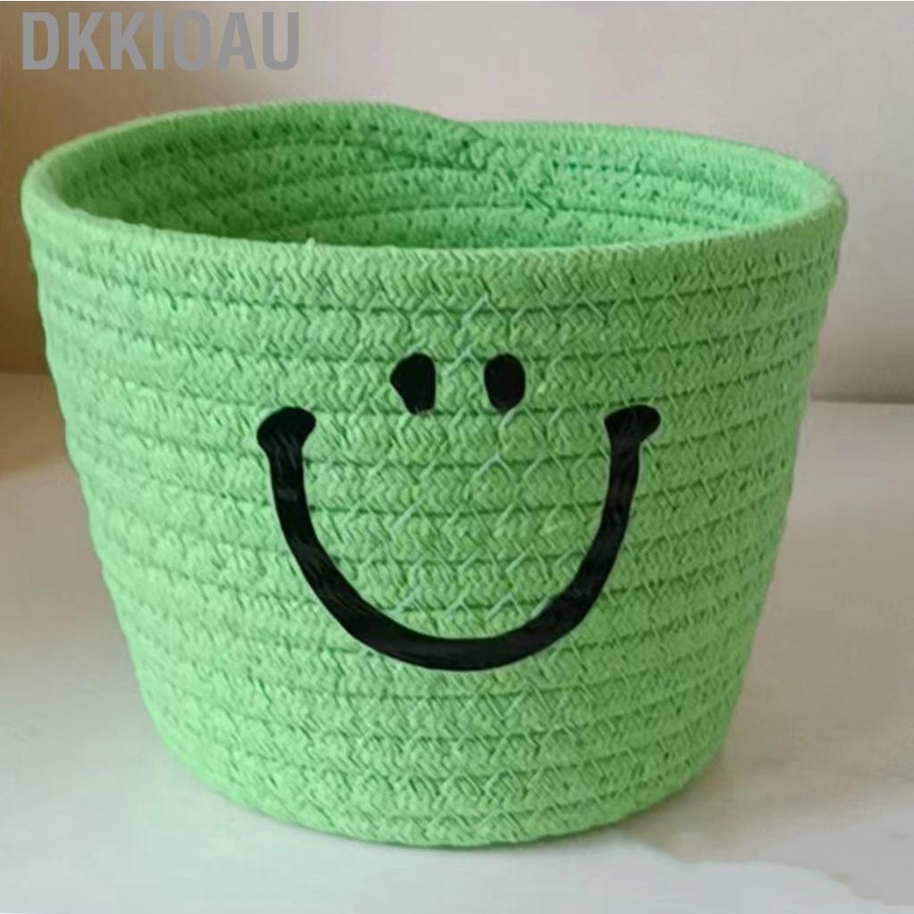 Dkkioau Cute Cotton Rope Basket Wall Mounted Soft Foldable Hand Woven Small Storage for Home Use