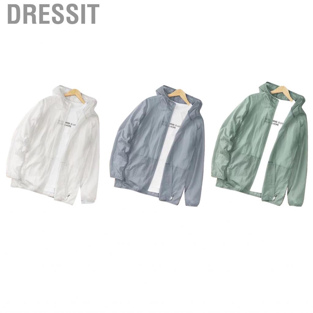 Dressit Men Sun Protection Jacket  Soft and Comfortable Sunproof Clothing Breathable Lightweight Polyester Fiber for Hiking