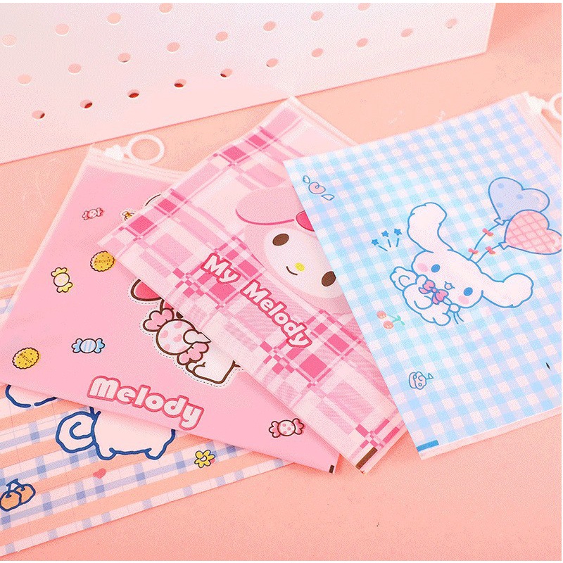 Túi Zip Cute, Túi Đựng Bút Dễ Thương Nhựa PE Dẻo Chống Nước Kích Thước A5
