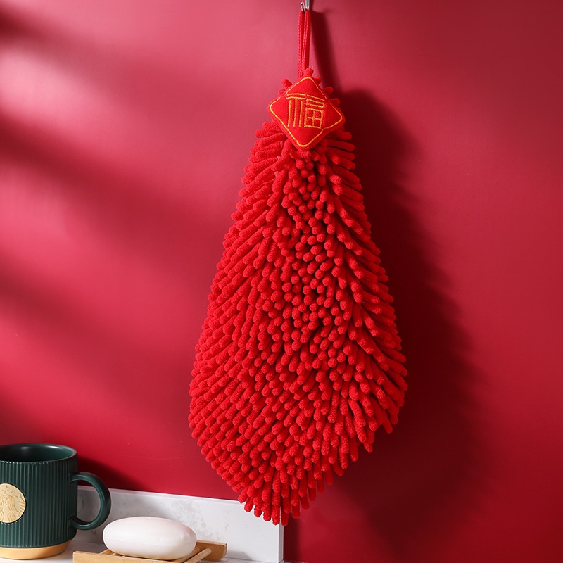 Khăn Lau Tay Con Rồng Thấm Hút Nước Không Xơ Vải Màu Đỏ Có Sẵn Khăn Lớn Cho Nhà Bếp Nhà Tắm