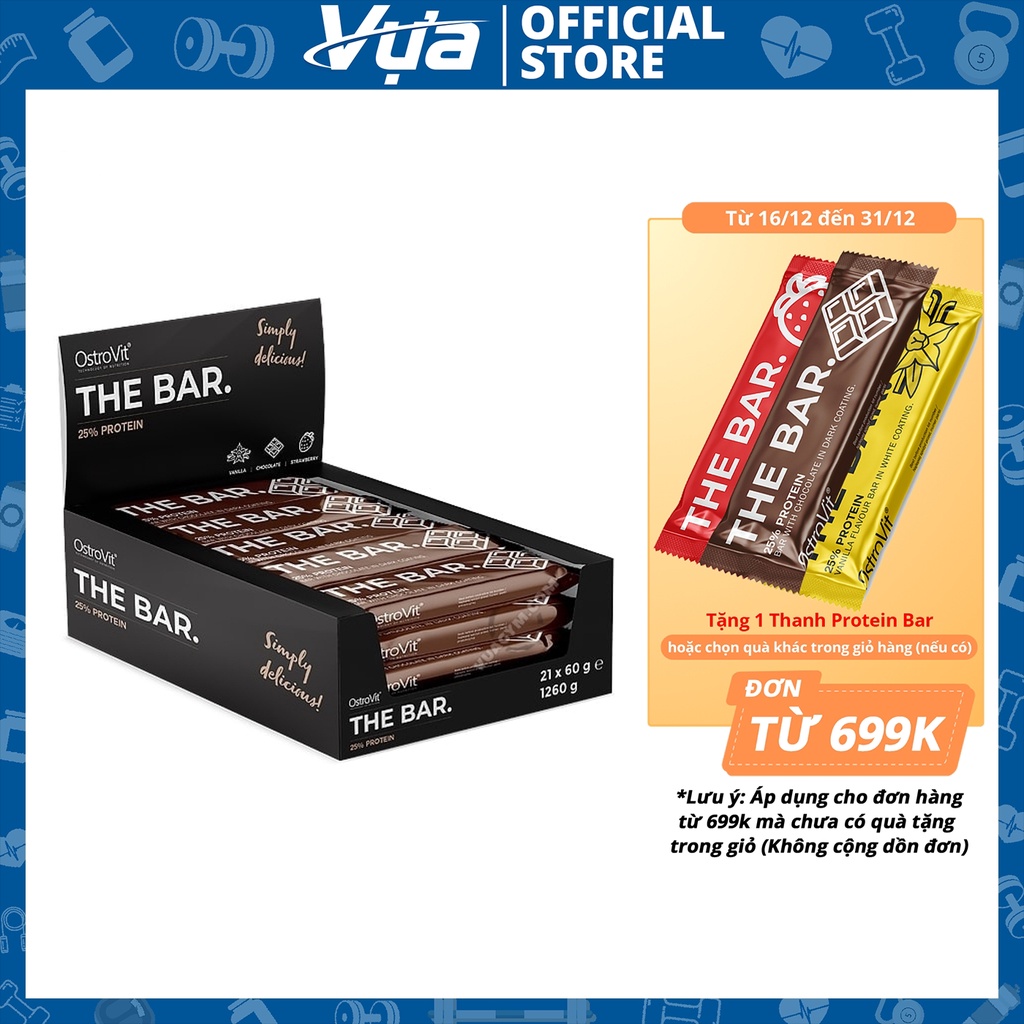 Bánh Protein OstroVit - THE BAR - Tăng Cơ Giảm Mỡ Hiệu Quả, Hỗ Trợ Phục Hồi Cơ Bắp, Chính Hãng