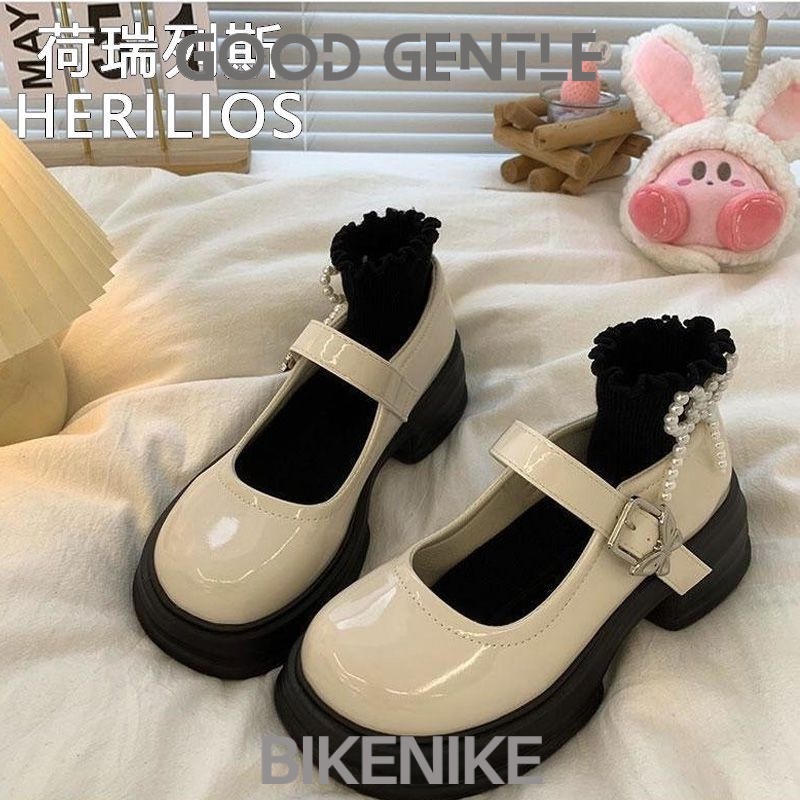 BIKENIKE Giày búp bê giày nữ 2023 NEW Mùa hè Vintage England phong cách thiết lập Mary Jane đơn giày23073105