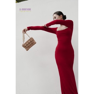 Đầm đuôi cá dáng dài La Boutique tay dài cổ vuông ôm body ánh nhũ thanh lịch sang trọng dự tiệc-