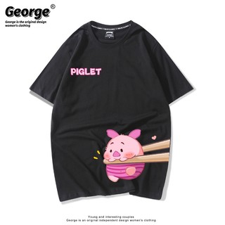 Áo thun nữ form rộng cotton cổ tròn in basic