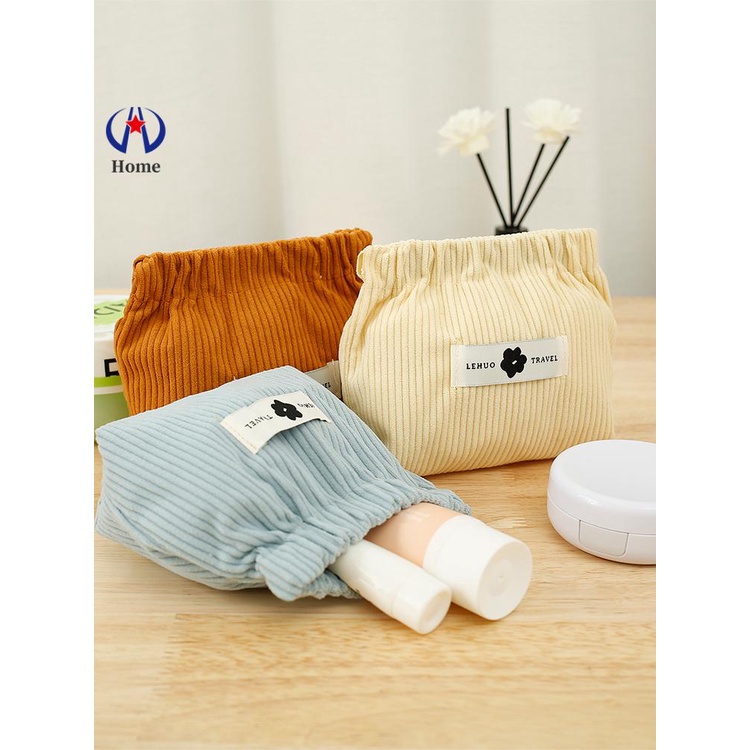 Set 3 Túi Đựng Mỹ Phẩm Son Môi Bằng Vải Nhung Kẻ Co Giãn Nhỏ Gọn Shopskc96433