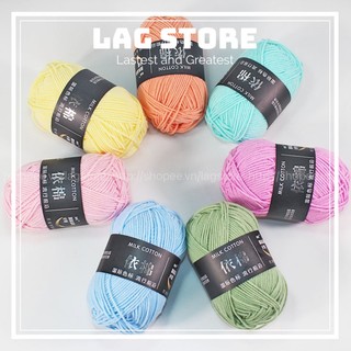 Len milk cotton 50gr, len đan full bảng màu, len đan móc thời trang phụ kiện, len giá rẻ | lag store