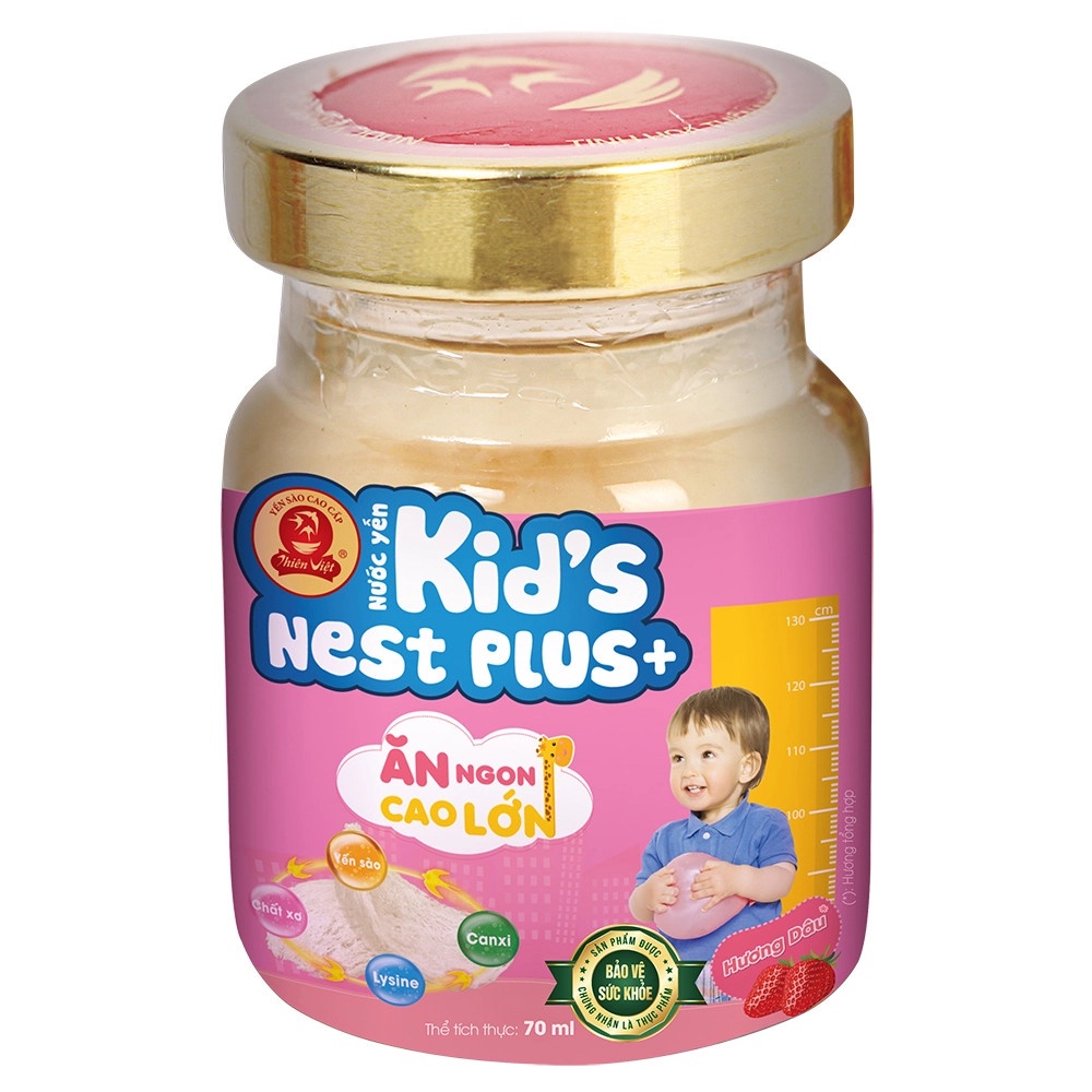 Thực phẩm bảo vệ sức khỏe Nước yến Kids Nest Plus+ Hương Dâu (Lốc 6 lọ)