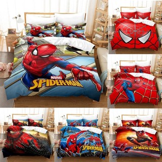 Marvel spider-man 3in1 bộ chăn ga gối chăn ga gối nhà phòng ngủ có thể giặt thoải mái phù hợp với trang trí nhà