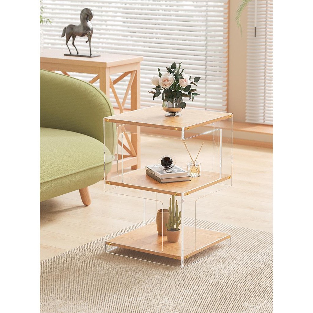Bedroom living room floor coffee table telescopic bedside table dustproof storage rack