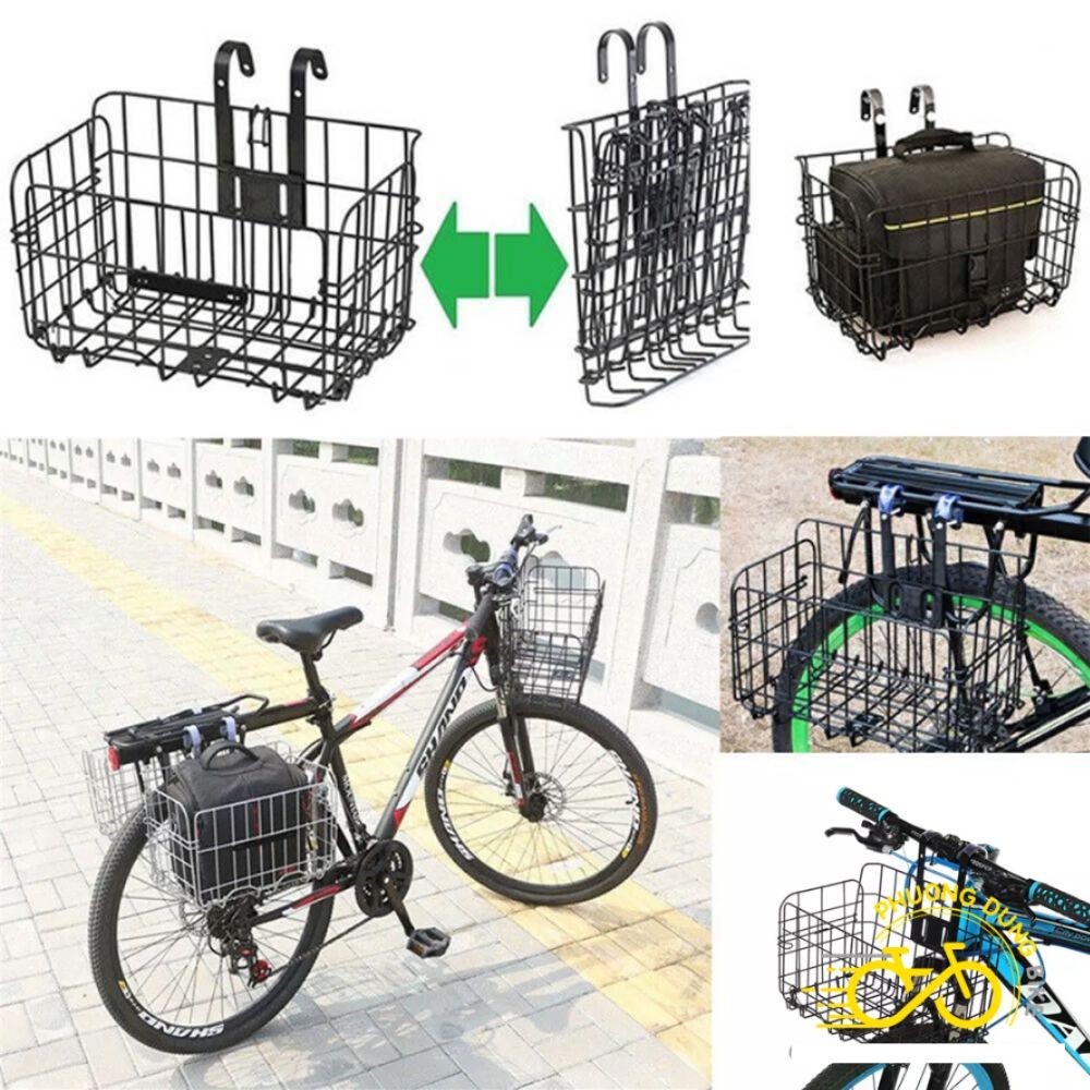 Giỏ xe đạp - Giỏ gấp gọn gắn ghi đông baga sau xe đạp