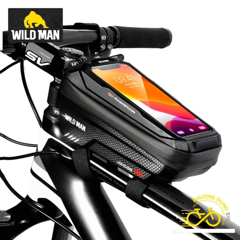 Túi treo khung sườn hộp cứng xe đạp WILD MAN X-2 có ngăn điện thoại