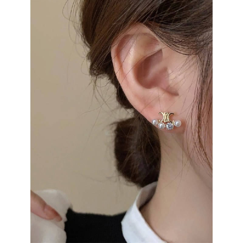 Bông Tai Kim Loại Đính Ngọc Trai Nhân Tạo Thời Trang Dành Cho Nữ