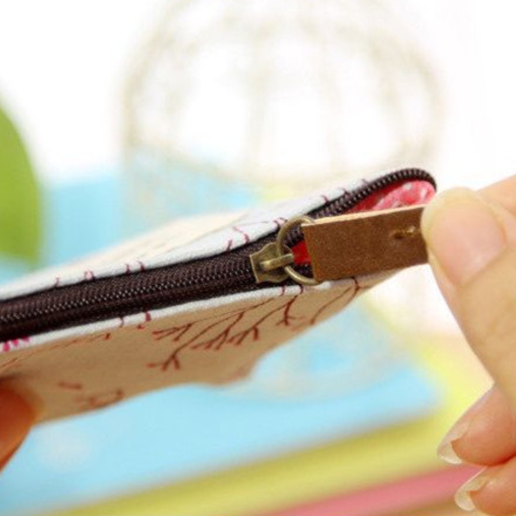 Túi Vải canvas mini Họa Tiết Hoa Đựng Chìa Khóa