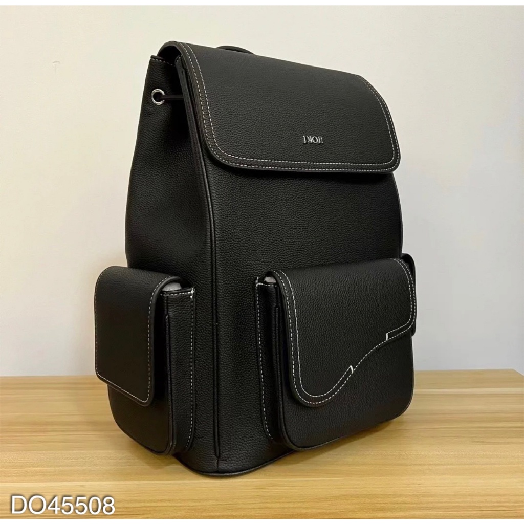 Balo Dio Saddle Backpack da sần cao cấp - Balo da nam nữ chỉ trắng đi chơi đi học siêu đẹp