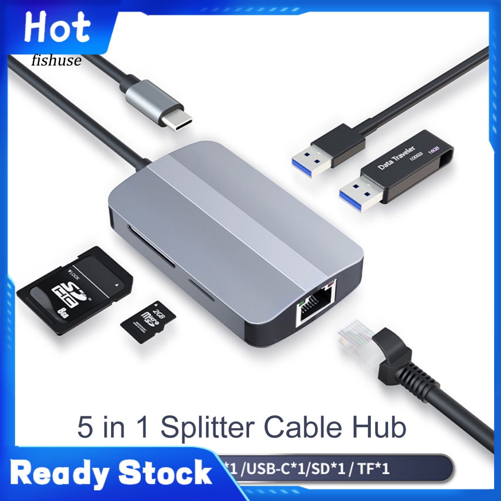 Kdfh Bộ Truyền Dữ Liệu Nhanh 5 Trong 1 usb30 usb 20 lan rj45 tf / sd card Hợp Kim Nhôm