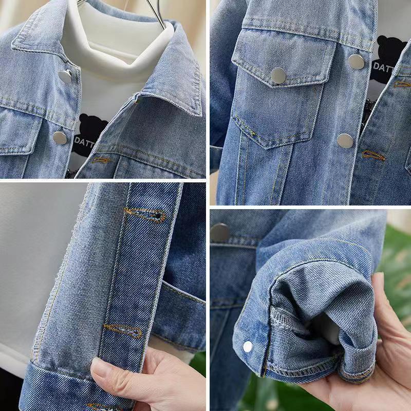 Áo Khoác denim Màu Sắc gradient Phong Cách Thời Trang Xuân Thu Cho Bé Trai