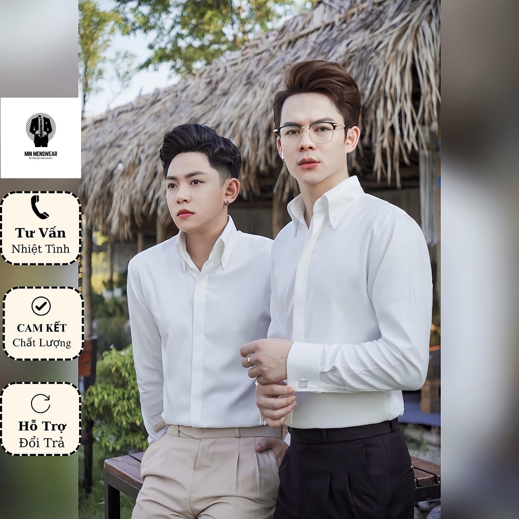 Áo Sơ Mi Nam Dài Tay Khuy Măng Sét, Áo Sơ Mi Nam Cổ Button-Down, Chất Vải Dày Dặn, Mềm Mịn, Hạn Chế Nhăn - Min Menswear