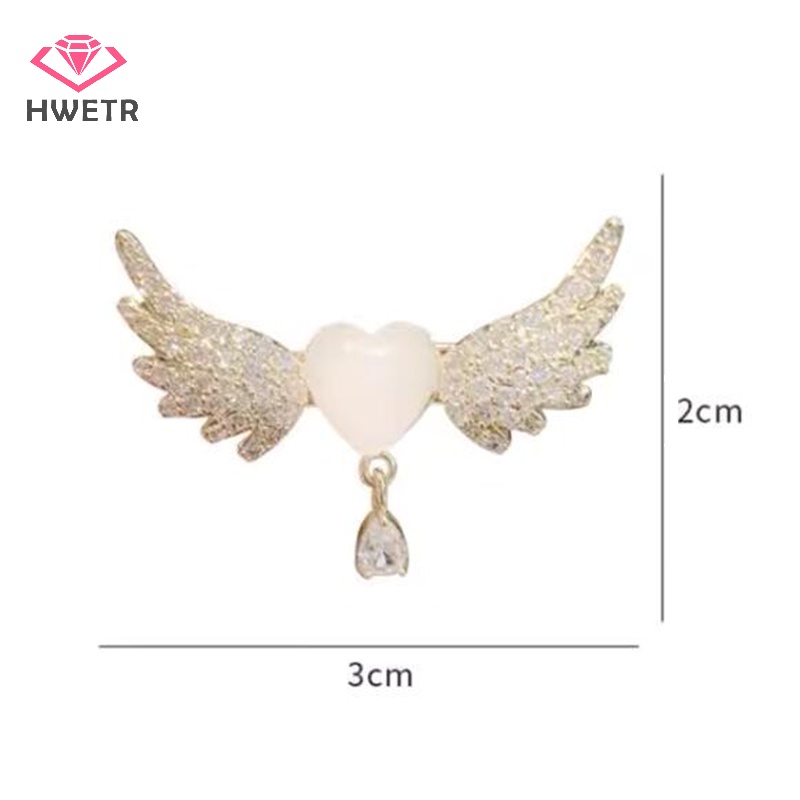 Ghim Cài Áo Hình Cánh Trái Tim Đính Đá Pha Lê Thời Trang Cho Nữ Mới