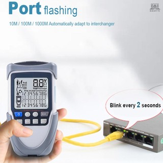 Handheld Portable Network Cable Tester LCD Large Screen Display Digital Wire Trackers Continuity Battery Voltage Polarity Checking POE Test Multi-function Cable Tester with Flashlight