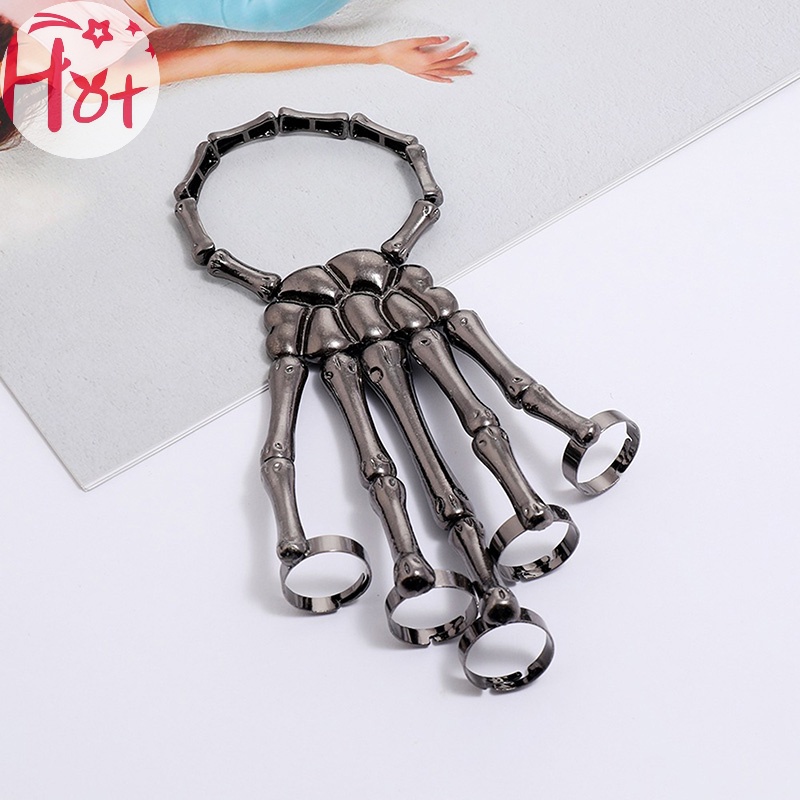 Vòng Tay Hình Bộ Xương Bàn Tay Phong Cách gothic punk Có Thể Điều Chỉnh Được