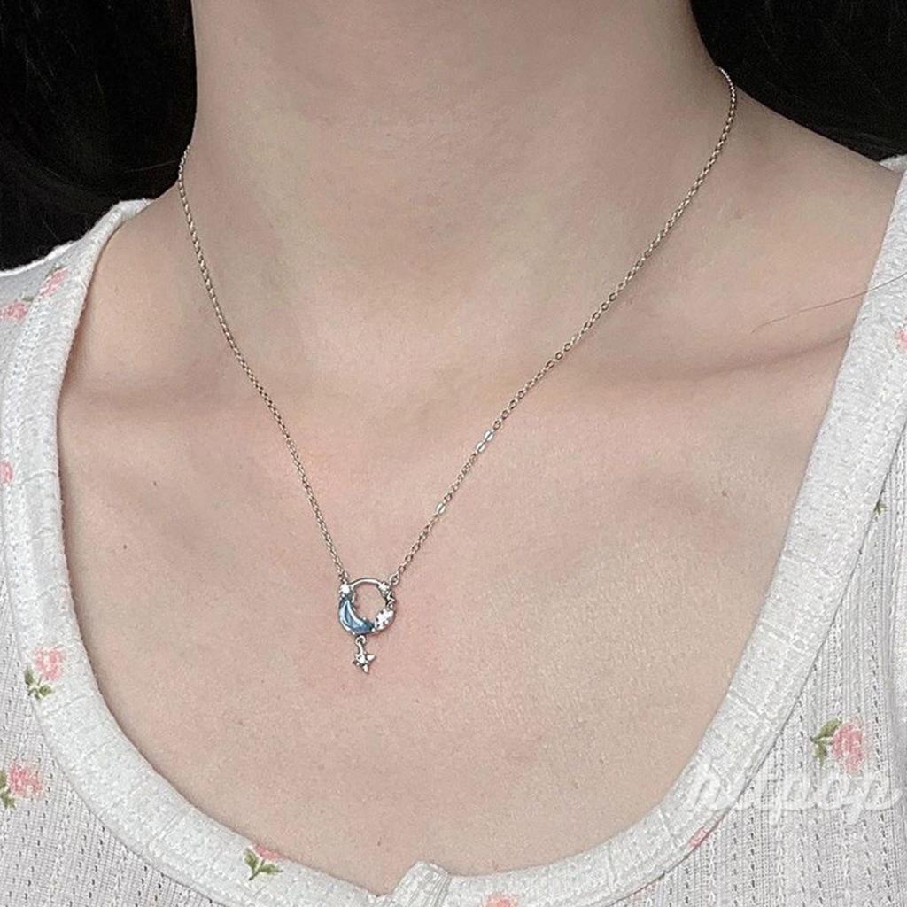 Vòng cổ Mặt Trăng Sao Đính Đá Pha Lê Thời Trang Cho Nữ