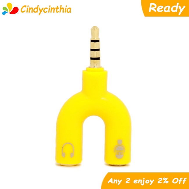 Cici Đầu Chia Cổng Âm Thanh 3.5mm 1 Sang 2 Hình Chữ u Cho Điện Thoại