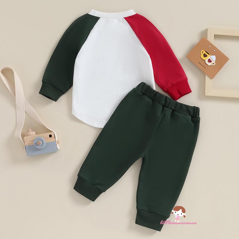 Set Đồ 2 Món Áo Tay Dài Phối Màu Tương Phản Phối Quần Dây Rút Thời Trang Cá Tính Cho Bé Trai