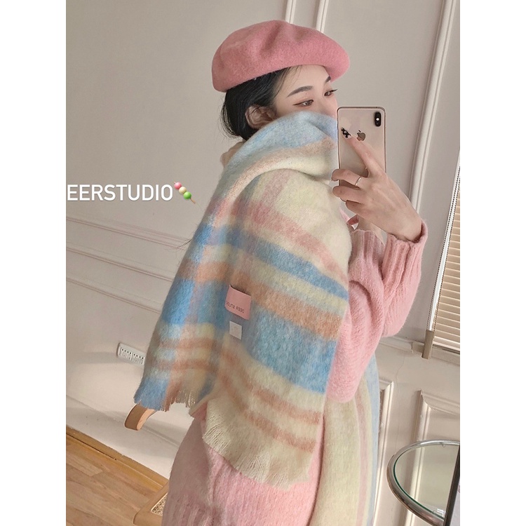Khăn Choàng Lông Màu macaron Cao Cấp Thời Trang Mùa Đông 2022 Mới Dành Cho Nữ