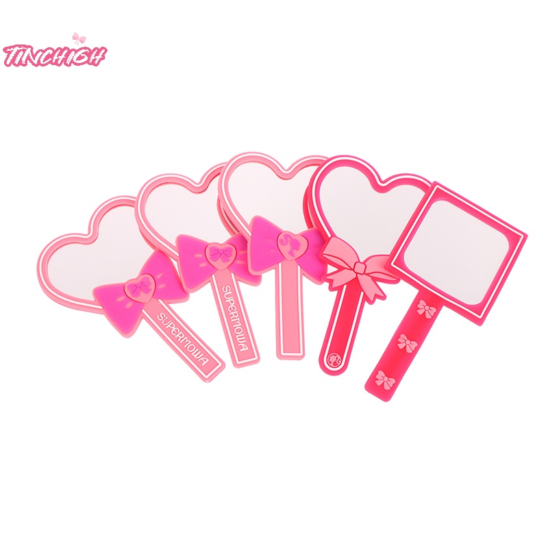 1 Gương Trang Điểm mini Cầm Tay Hình Trái Tim Có Nơ Màu Đỏ Hồng Có Tay Cầm Làm Quà Tặng Du Lịch Cho Phụ Nữ
