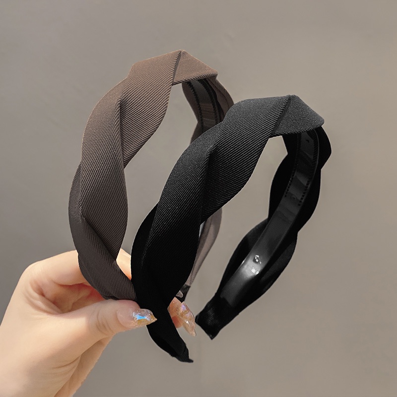 Băng Đô Cài Tóc Bện Màu Cà Phê Phong Cách Mới Cho Nữ