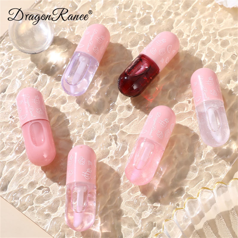 Dragonranee Mirror Bear Cute Doodle Lip Glaze Nữ sinh Son môi không thấm nước dễ thương