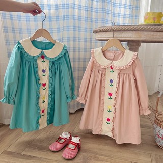  Hàng Có Sẵn Đầm Công Chúa cotton Nguyên Chất Thêu Hoa Phong Cách Pháp Cổ Điển Thu Đông Cho Bé Gái