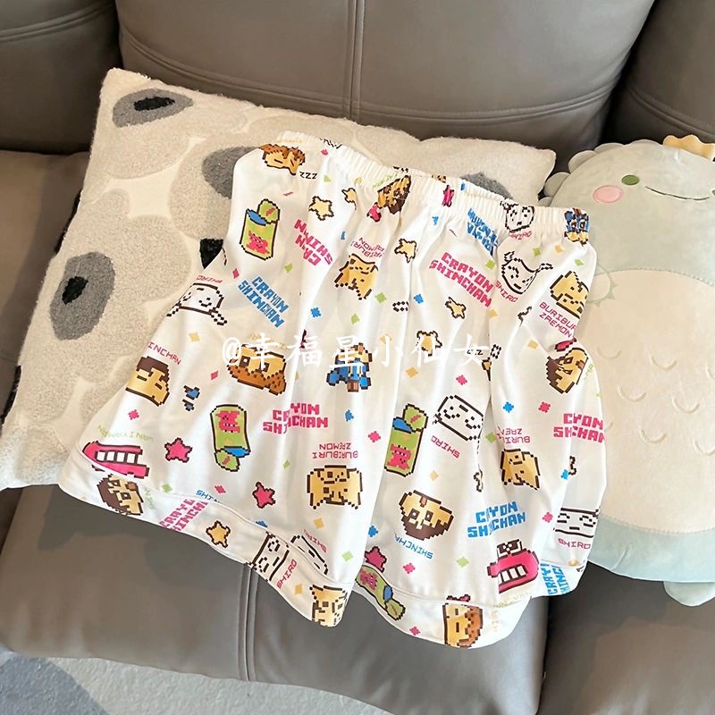 Hoạt Hình Bộ Đồ Ngủ Ngắn Tay Họa Tiết shin Cậu Bé Bút Chì Dễ Thương Thời Trang Mùa Hè Cho Nữ