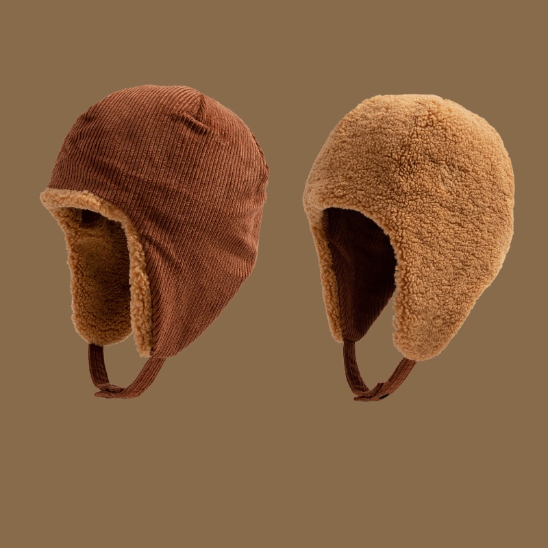 Mũ Lông Cừu Hai Mặt Bảo Vệ Tai Chống Lạnh Giữ Ấm Mùa Đông Cho Nam Nữ