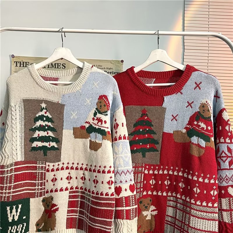 Áo sweater Dệt Kim Tay Dài Dáng Rộng Cổ Tròn Thời Trang Mùa Đông 2022 Mới