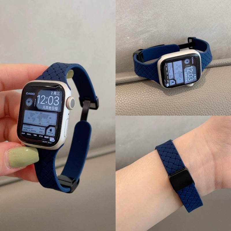 Dây Đeo Đồng Hồ Từ Tính Bằng silicone Siêu Mỏng Cho i-watch series 7 8 se 6 5 3 40mm 40mm 41mm 42mm 44mm 45mm 49mm 38mm