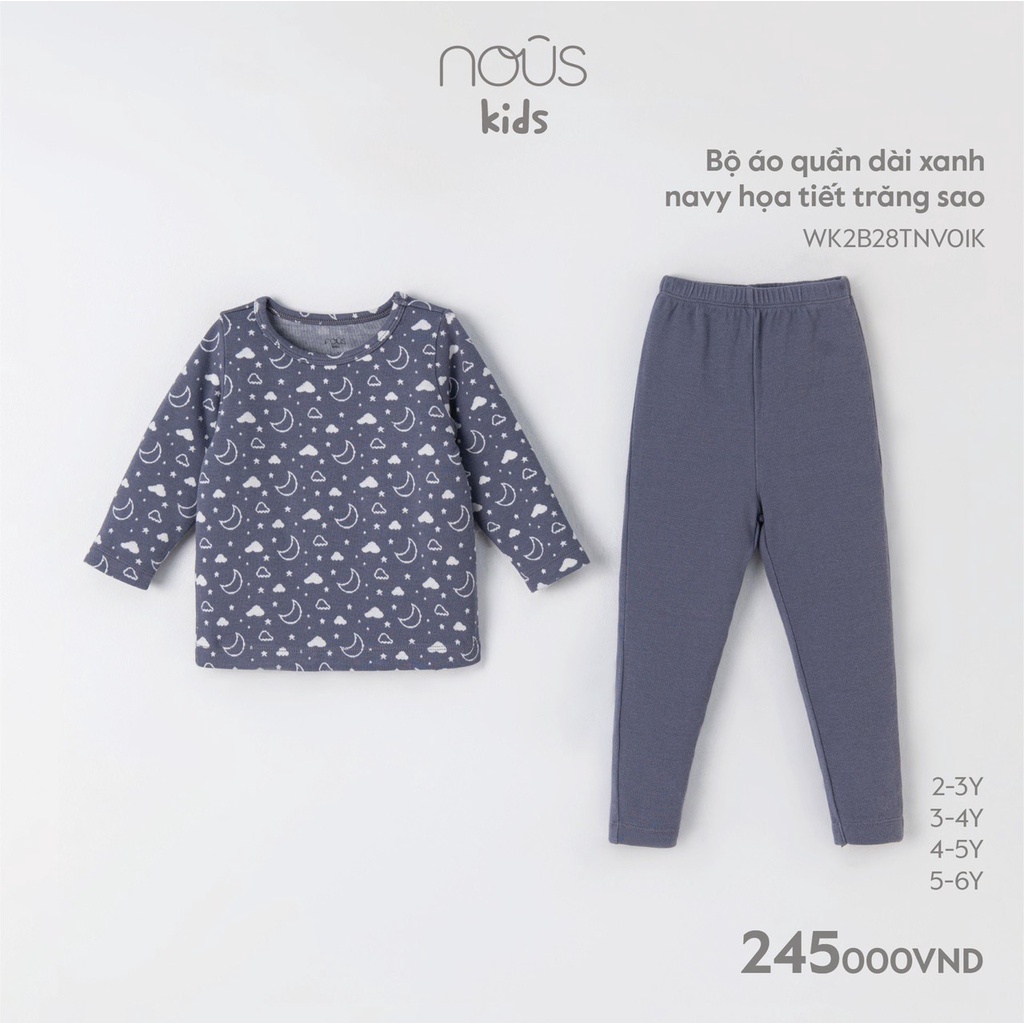 Bộ quần áo dài tay họa tiết trăng sao bé trai, bé gái 2 - 5 tuổi