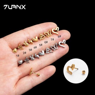 1 Khuyên Tai 20gauge Bằng Thép Không Gỉ Đầu Đơn Bướm Tình Yêu Bề Mặt Mịn