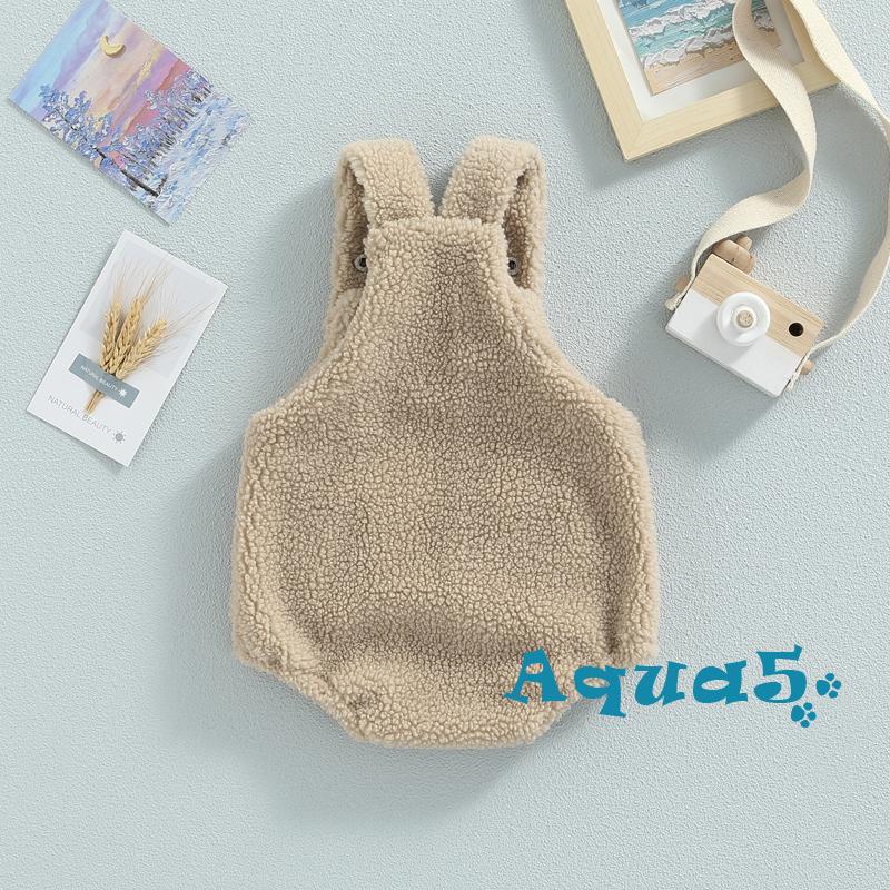 Aqua-quần Áo Liền Quần Hai Dây Bằng Vải Lông Có Túi Trang Trí Đáy Chụp Ảnh Dễ Thương Dành Cho Bé