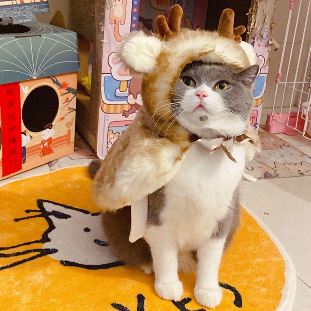 Khăn Choàng Vải Bông Mềm Ấm Áp Hình Tuần Lộc Giáng Sinh / halloween Cho Chó Mèo