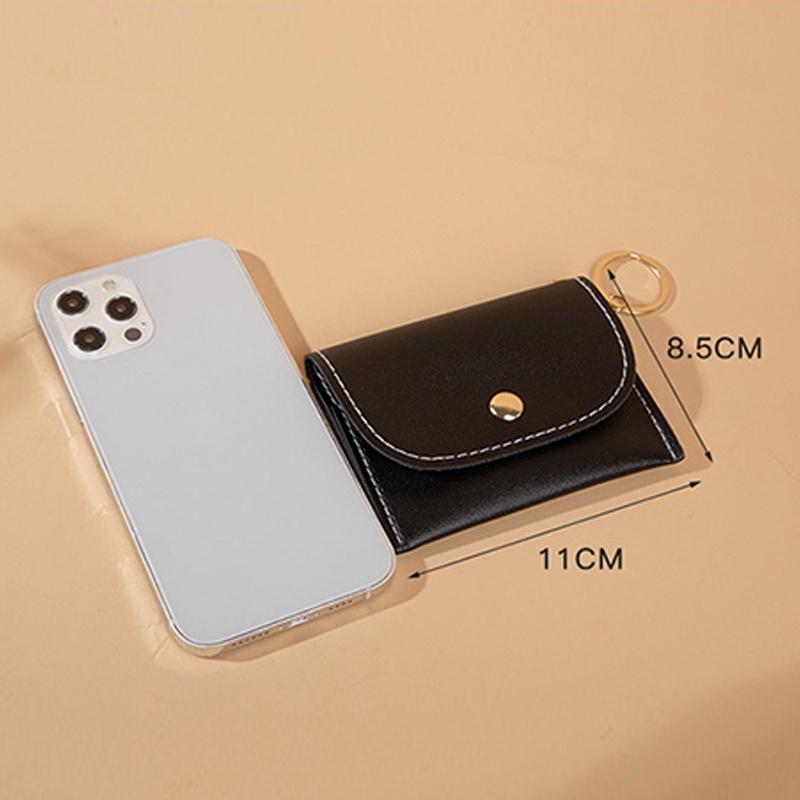 Ví Ngắn Mini Màu Trơn Đơn Giản Có Móc Treo Chìa Khóa / Thẻ Tiện Dụng