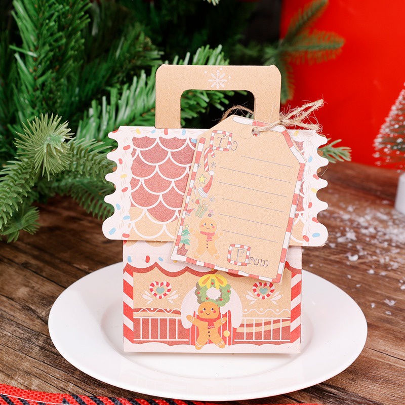 Xmas Bánh Mì Gừng / Túi Giấy kraft Đựng Quà Kẹo Giáng Sinh / Quà Tặng Năm Mới / Hình Ngôi Nhà Có Dây Buộc