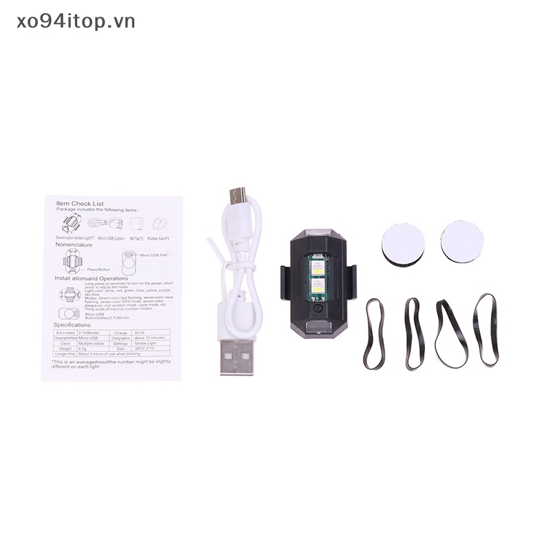Xoitop Đèn led Tín Hiệu mini 7 Màu Gắn Đuôi Xe Đạp vn