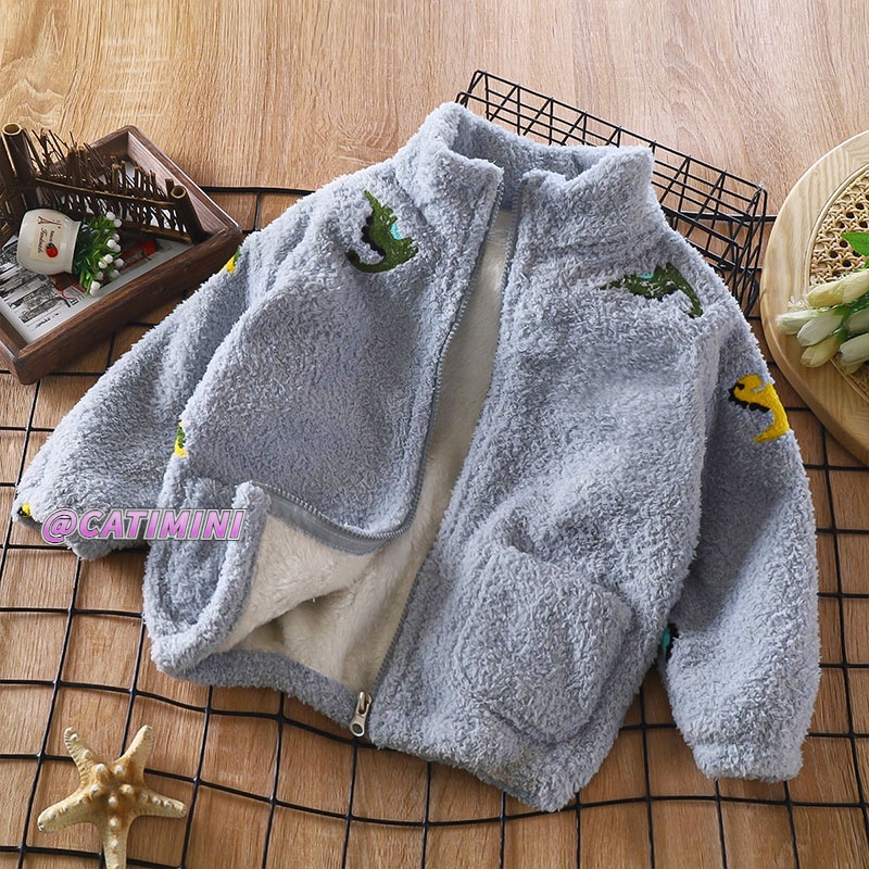 Catimini Áo Khoác Lông Cừu San Hô Giữ Ấm Cổ Đứng Phong Cách Hàn Quốc Cho Bé