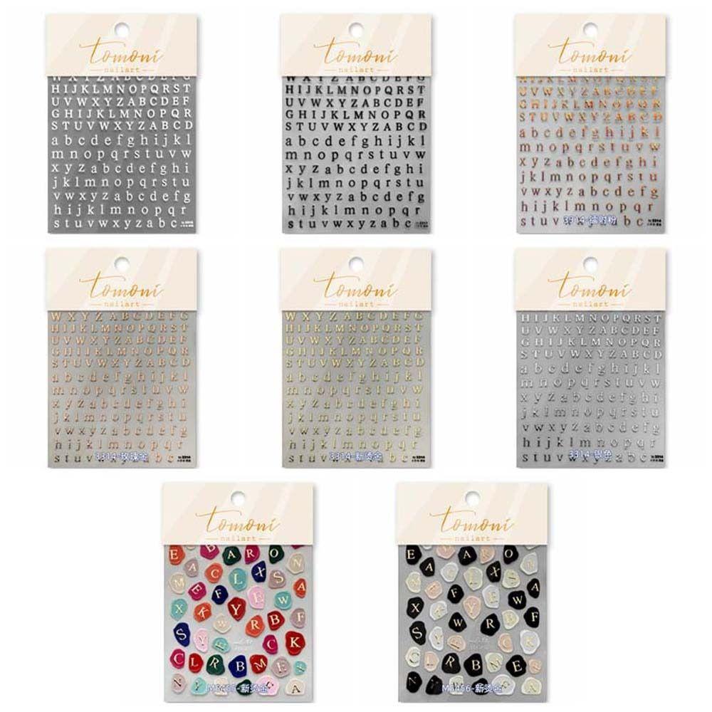 Miếng Dán Trang Trí Móng Tay In Chữ Tiếng Anh Màu Bạc / Đồng